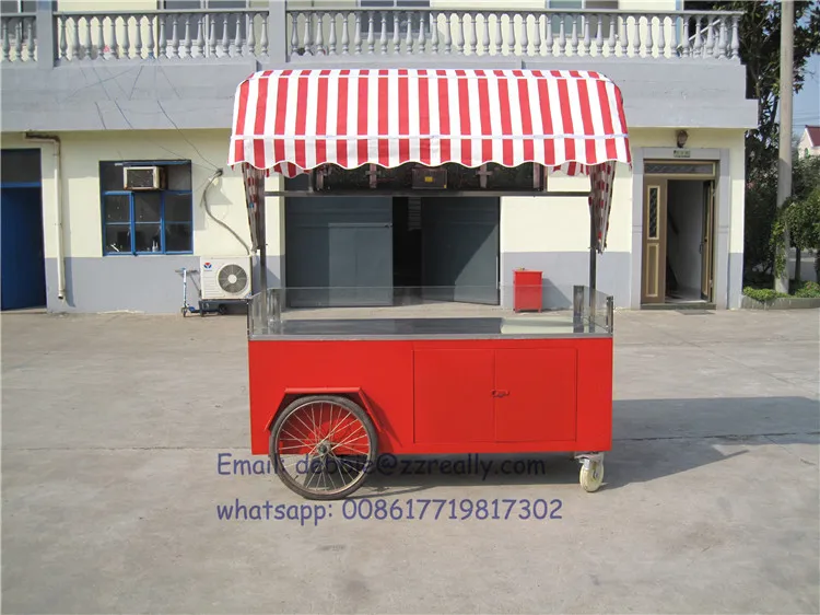 Hochwertiger kleiner Imbisswagen für mobile Zugeständigkeit, Churros, mit Logo und Sonnenschutz
