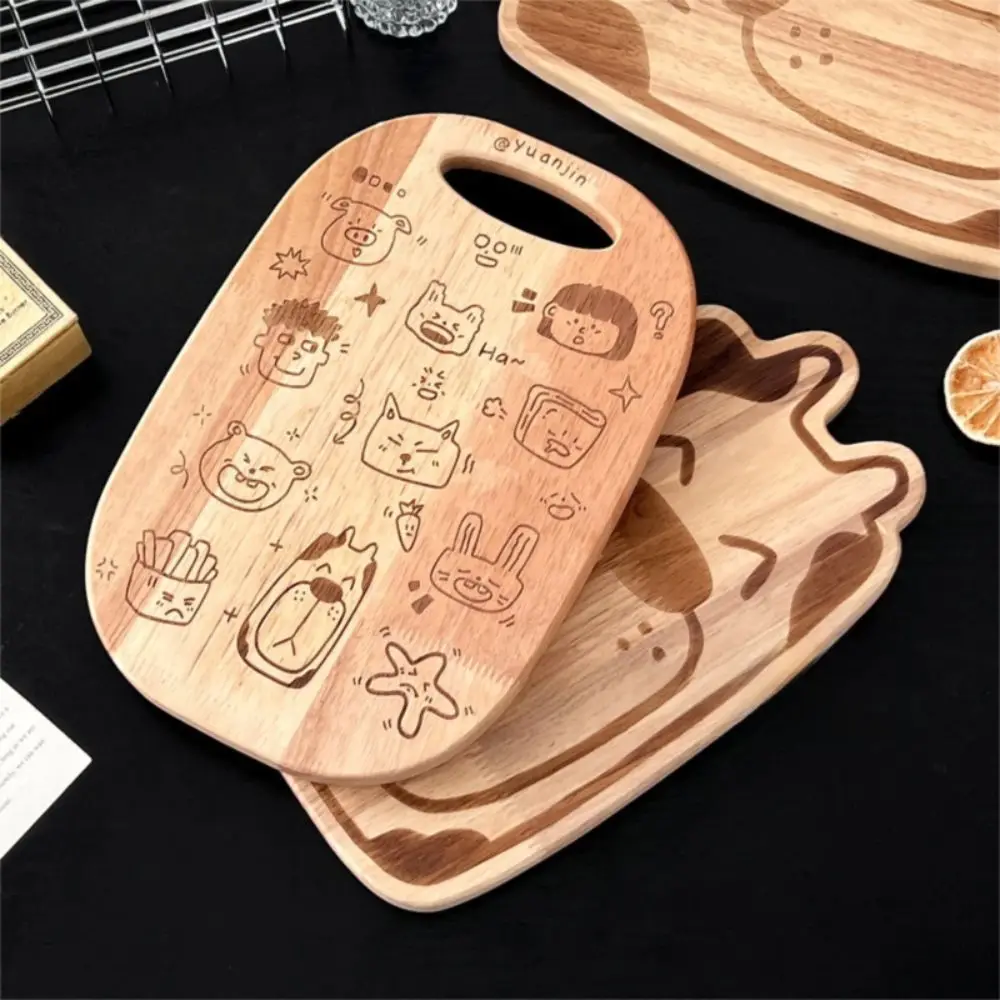 

Multipurpose Carved Wooden Chopping Board Irregular Shape Hangable Chopping Block Cartoon Pattern Cutting Board Baby Food