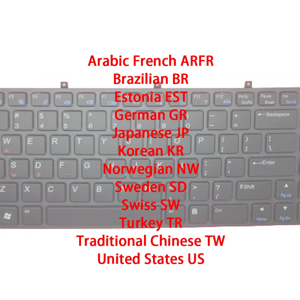 Laptop Keyboard For CLEVO M740J M741J M745J M746J M760J M761J M762J P151EM P170HM W150 W251EL W255BA W258EL W25ABL W270BUQ W760C