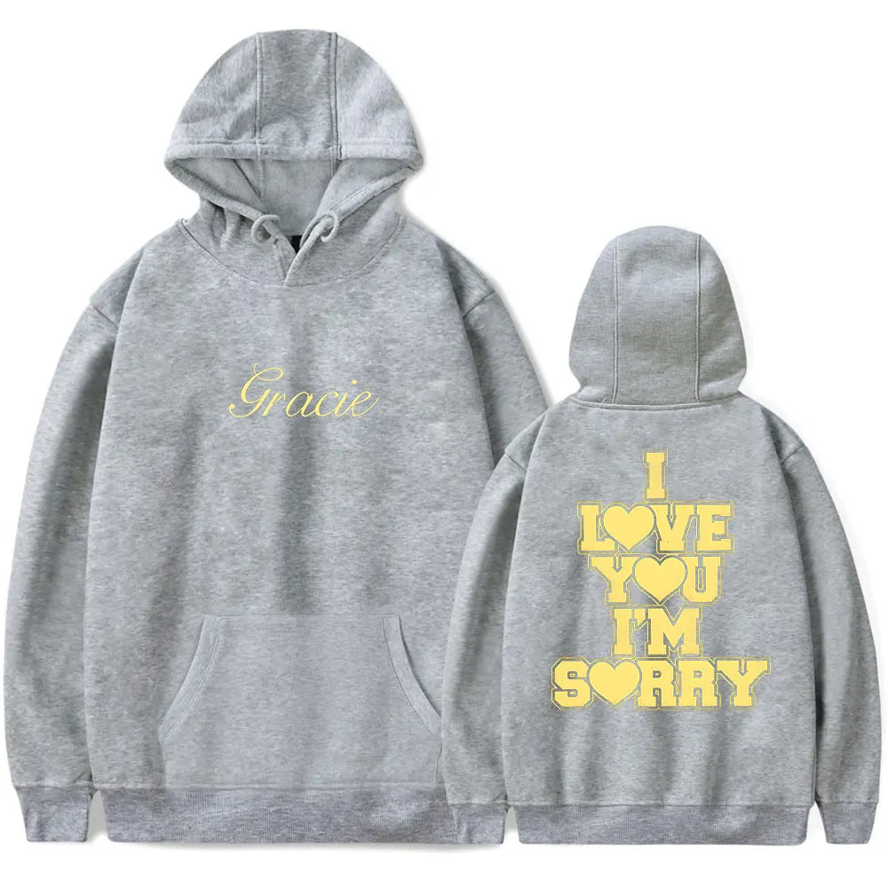 Gracie Abrams Aku mencintaimu aku minta maaf Hoodie Sweatshirt Unisex lengan panjang Fashion baju Pullover