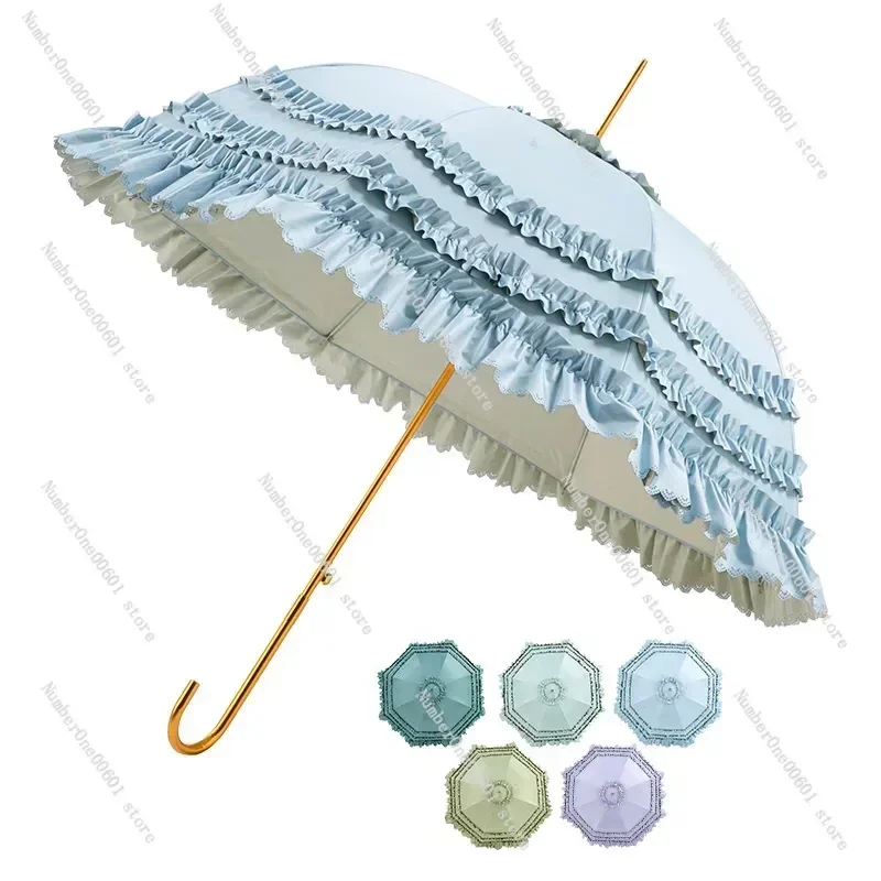 New Colour Series Pagoda Umbrella White Sunscreen Umbrella Princess Umbrella Dress Edge Lace Lace Full Black Shade Lori