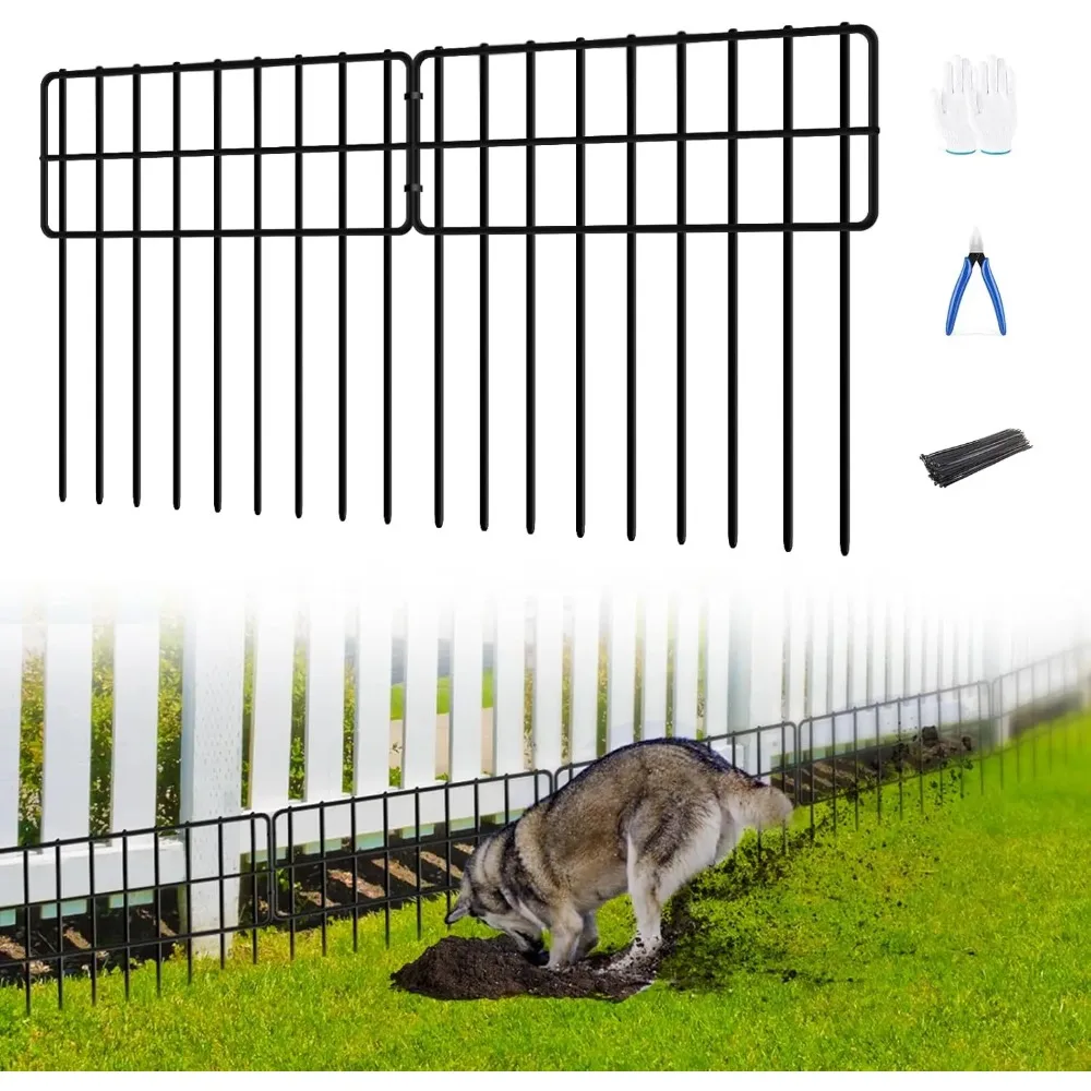 

30-Panel No-Dig Animal Barrier Fence, 13in High x 30ft Long, Rustproof Metal for Garden Protection