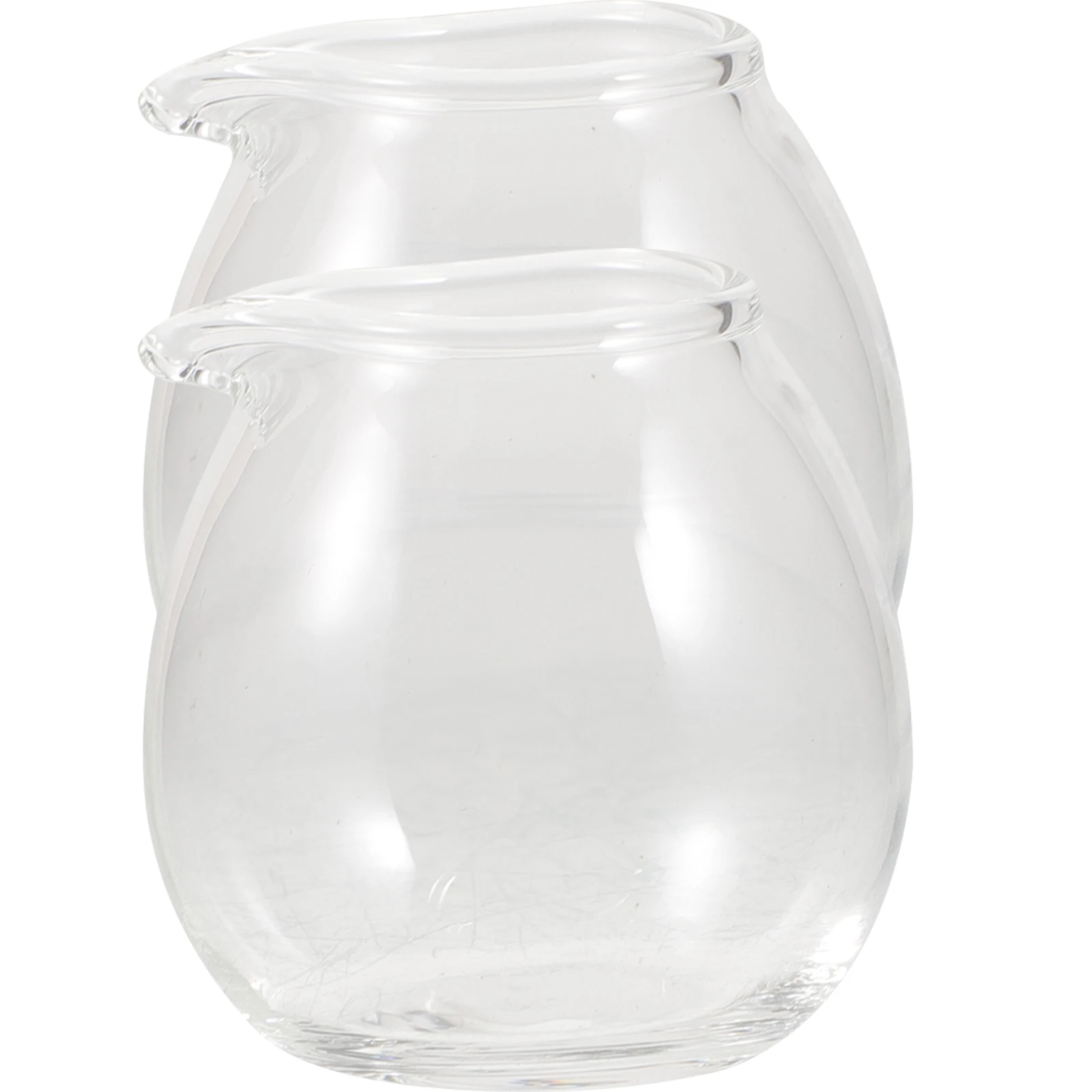 

2Pcs Mini Clear Glass Pitcher with Spout Small Coffee Creamer Jug for Milk Soy Sauce Syrup Tea Latte Art Pouring Container