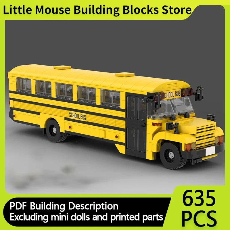 City Service Car Model MOC Building Bricks Speed Champions School Bus Modular Technology Gift Holiday Assemble Children Toy Suit