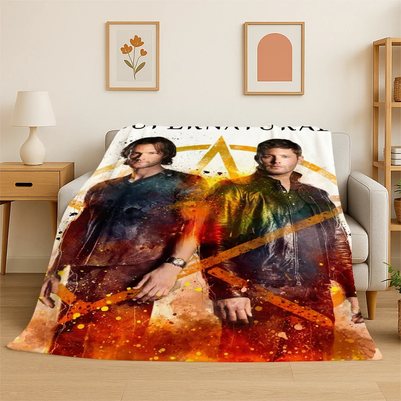 SPN Supernatural Dean Sam TV Flannel Blanket Soft Warm Throw Blanket for Bedroom Living Room Bed Travel Camping Picnic Kid