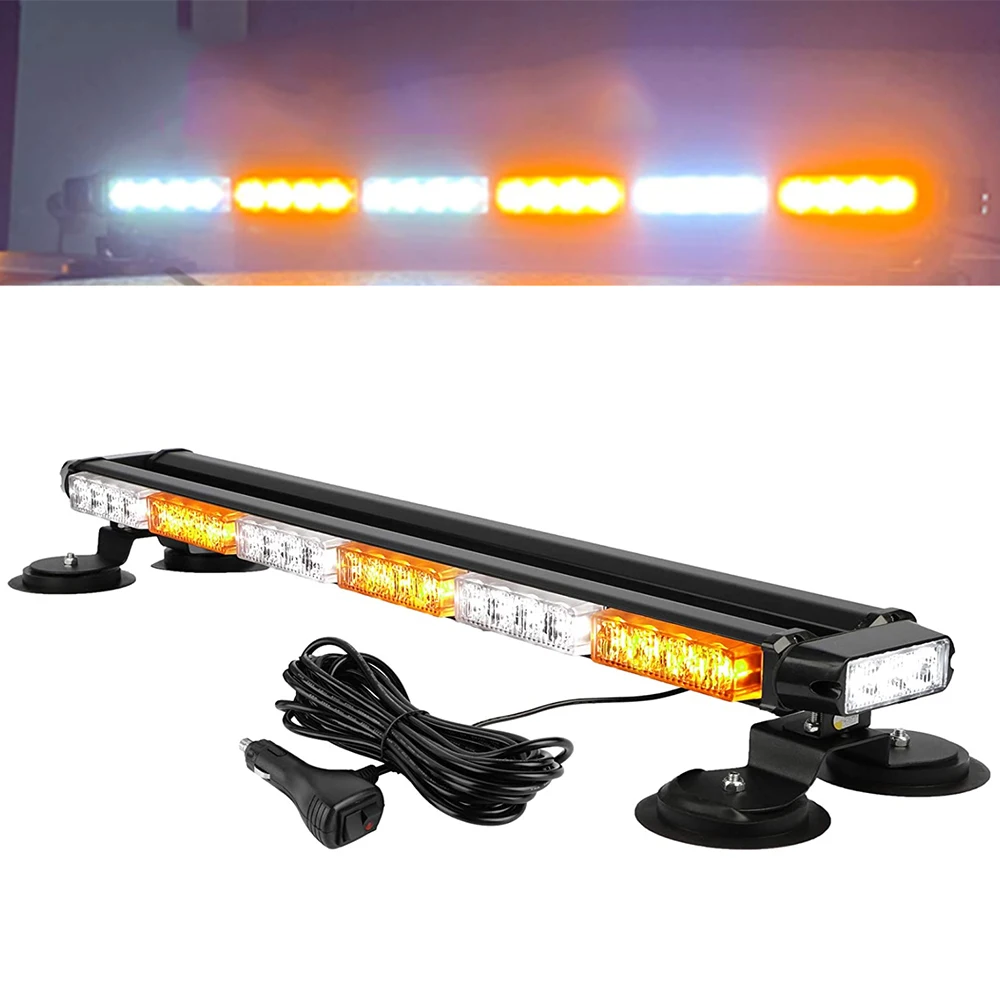 1*54 LED amarillo/blanco barra de luz intermitente estroboscópica luz de advertencia de emergencia de alta intensidad 26 modos de parpadeo Universal