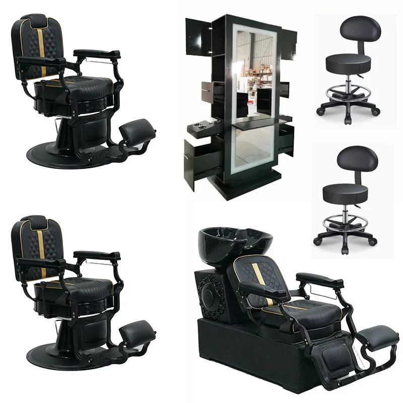 Luxurious beauty and hair salon equipment and furniture sets, white hairdressing chair, hairdressing chair