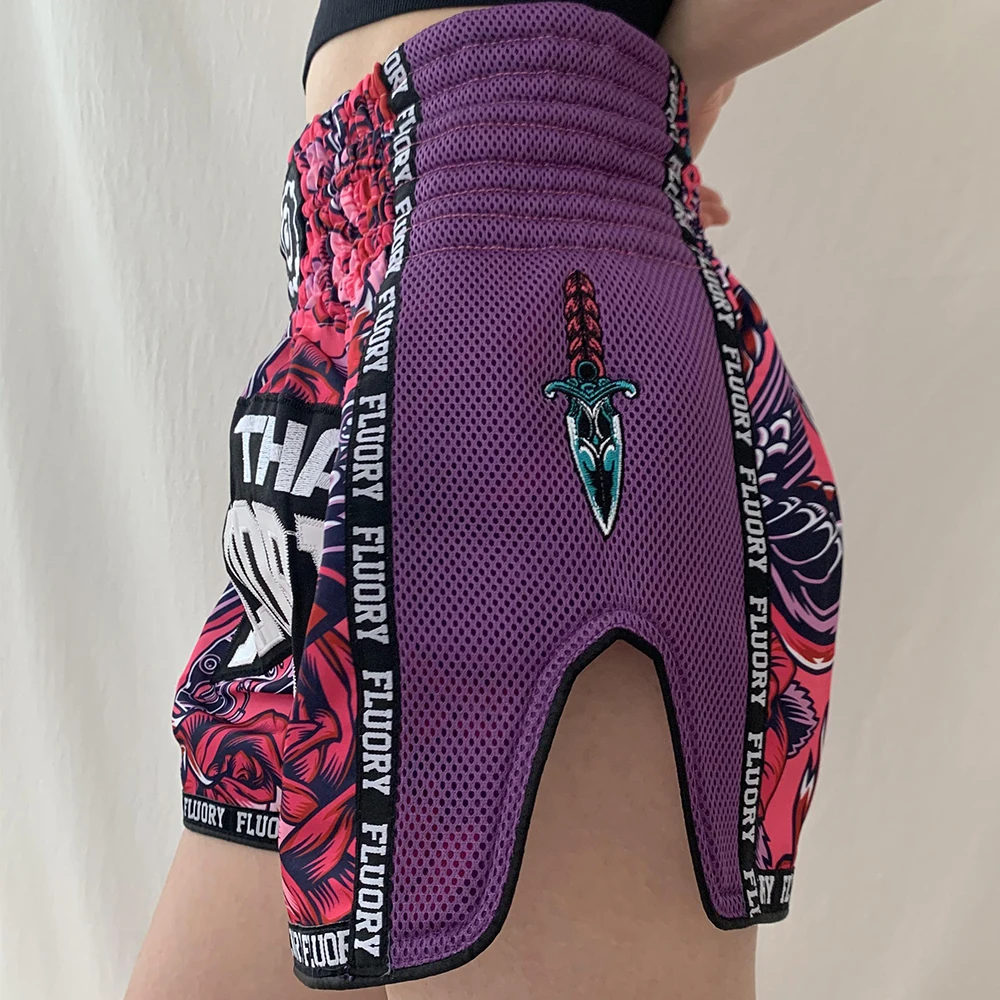 FLUORY MTSF90 MMA Fighting Muay Thai Shorts Boxeo Boxer Training Sports High Quality Kick Boxing Fitness Athletic Pants For Kid