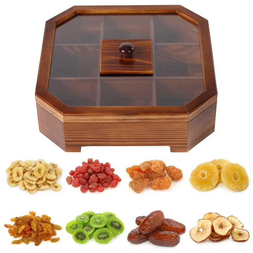 Solid Wooden Snack Box Chinese Style Multi-grid Dried Fruit Tray  Organizer Multifunctional Innovative For Living Room