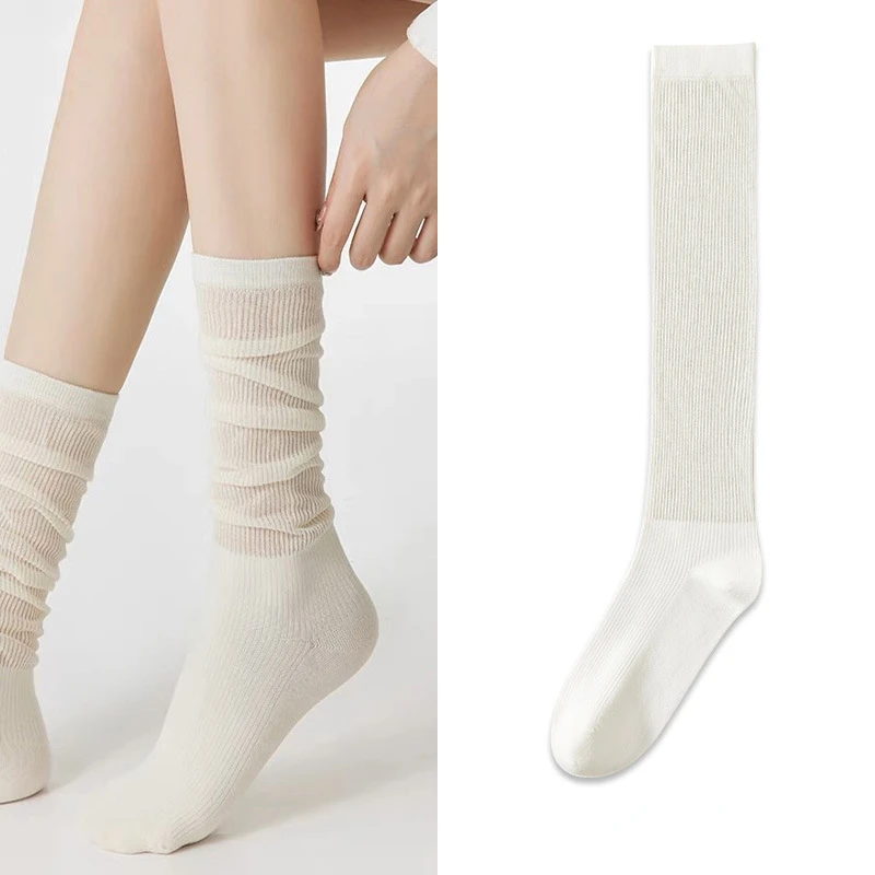 1 pair Lolita Socks for Women Knee-socks Lady Splicing Stockings Autumn Winter Y2K Middle Tube Socks Korean Preppy Casual Socks