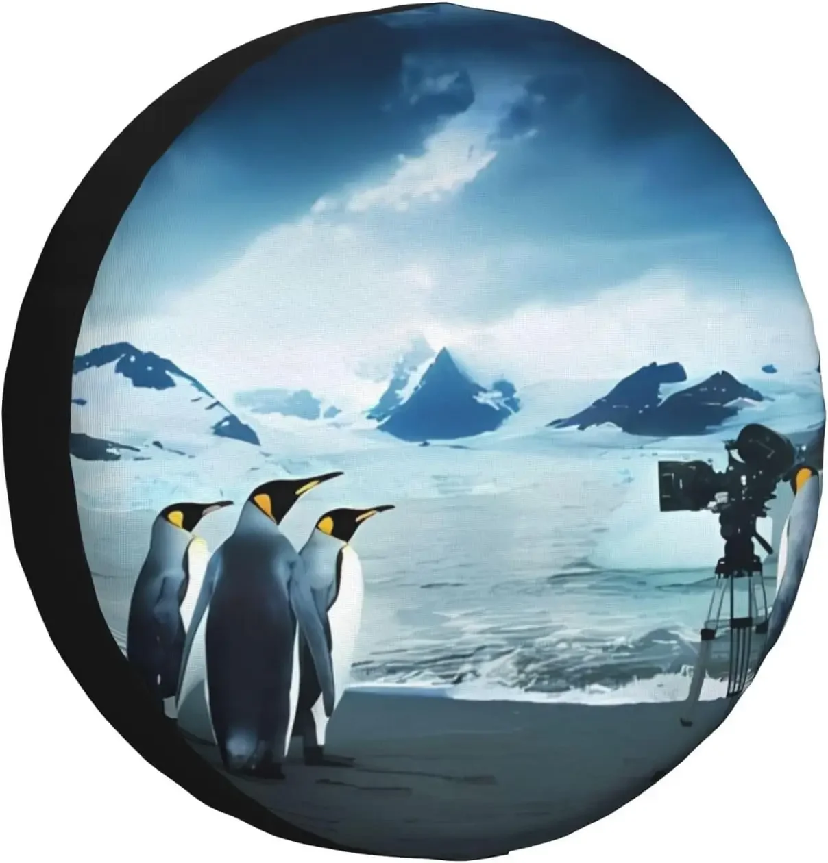 Cute Penguins Taking Pictures Spare Tire Cover Weatherproof Dust-Proof Tire Covers Fit for RV Truck SUV Motorhome Travel