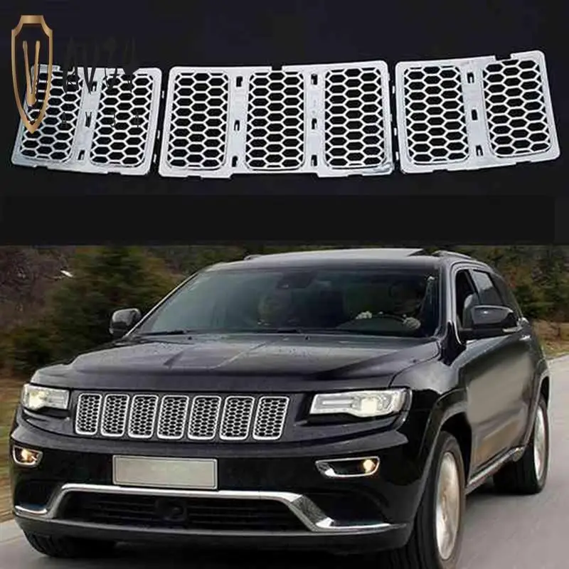 

AV34-Car Middle Mesh Grille Front Grille Inserts Trim Mesh Kit For Jeep Grand Cherokee 2014-2016 Silver 68143075AB Parts Accesso