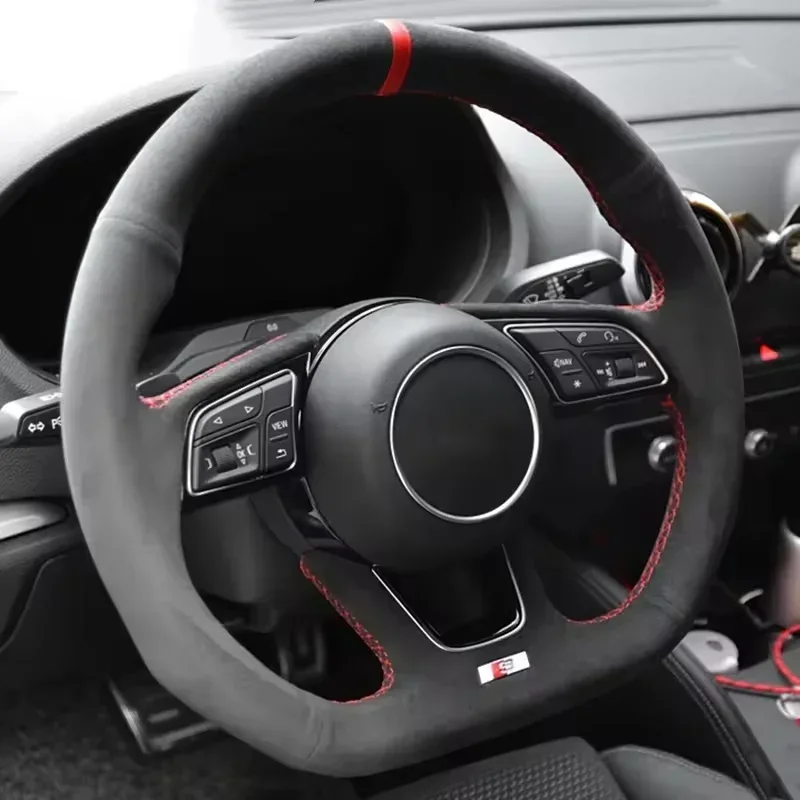 High Quality Full Alcantara Leather Steering Wheel Fits For Audi RS A4 A5 A6 C7 B8 R8