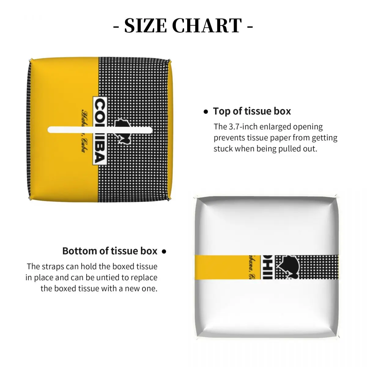 Custom Cuban Cohibas Tissue Box Cover Rectangular PU Leather Facial Tissue Box Holder for Bathroom Home