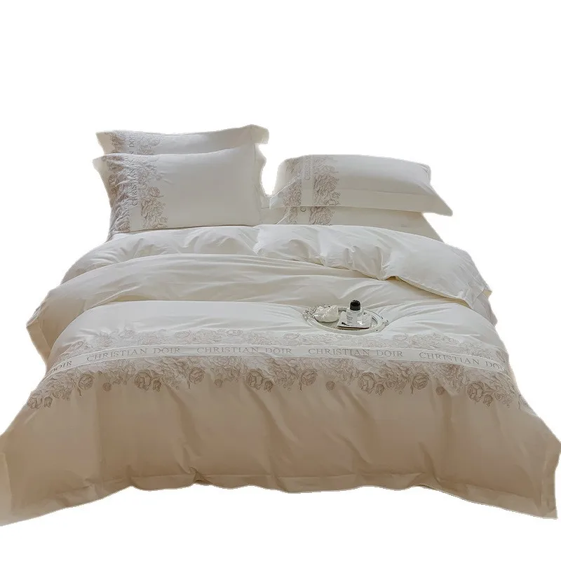 

2026 new light luxury long-staple cotton four-piece set, high-grade pure cotton embroidered quilt