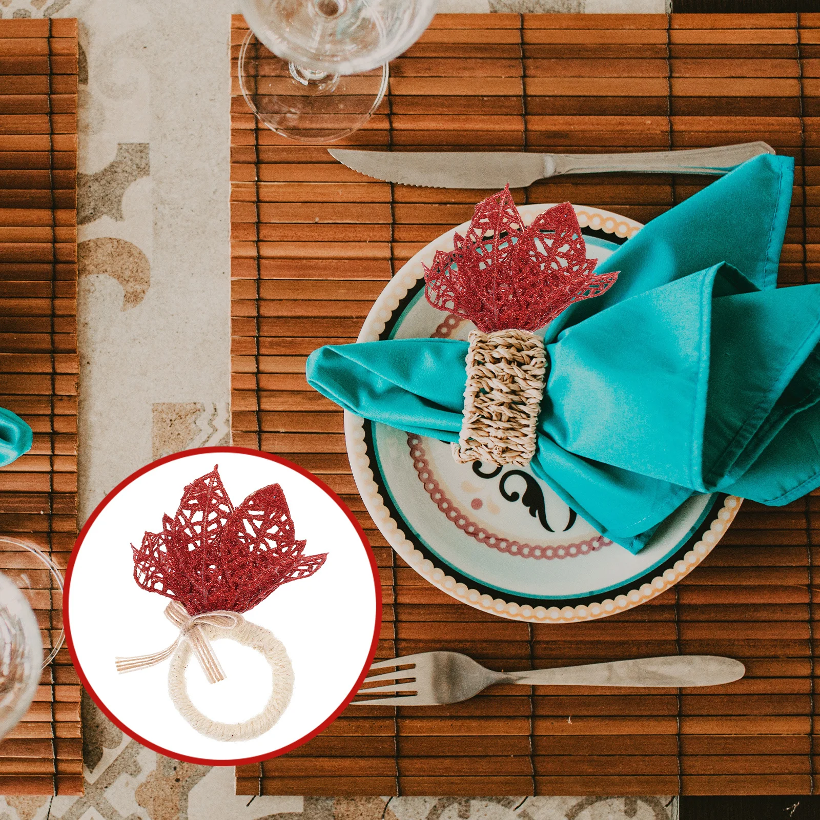 

Decorative Napkin Buckle Set Floral Shape Table Centerpiece for Christmas Party Wedding Napkin Clasp Accessories