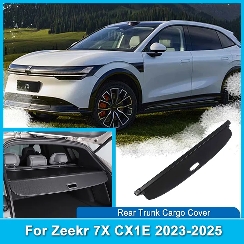 

For Zeekr 7X CX1E 2023~2025 2024 Trunk Cargo Cover Car Organizer Interior Accessories Carbon Fiber Trunk Partition Storage Panel