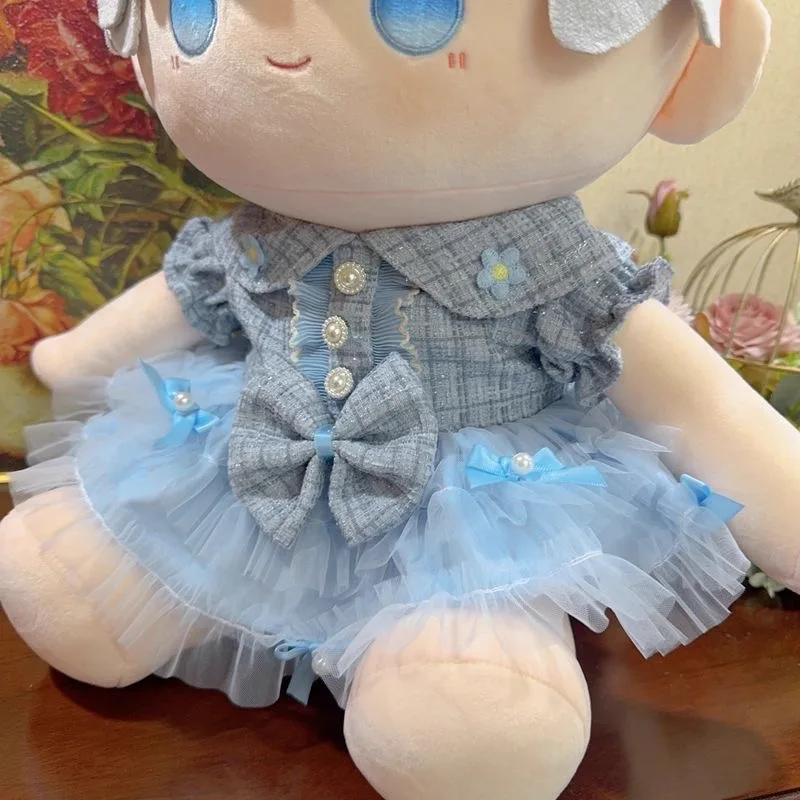 

40 см, 20 см, 15 см, хлопковая кукольная одежда, тюлевое платье в стиле Xiao Xiang с бантом, юбка для куклы Reborn 50-55 см