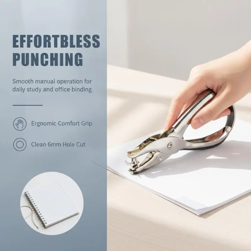 Stainless Steel Single Hole Punch Effortless Operation Non Slip Handle for Kids Paper Crafting School Art Class DIY Projects Us