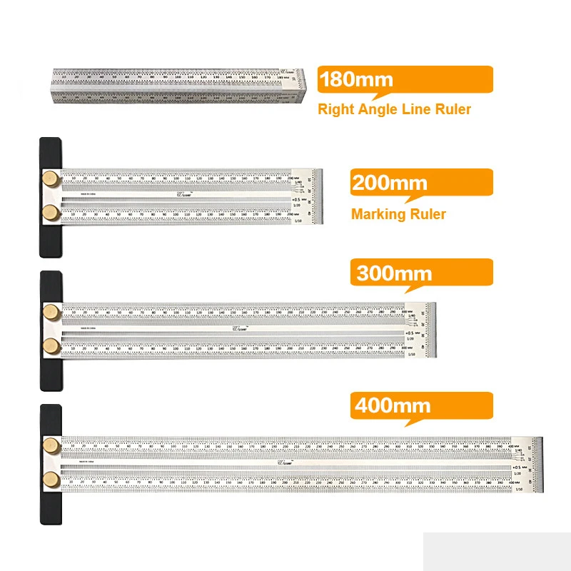 Stainless T-Type Hole Ruler High-Precision Scale Ruler Multifunction Carpentry Marking Line Gauge Carpenter DIY Measuring Tool