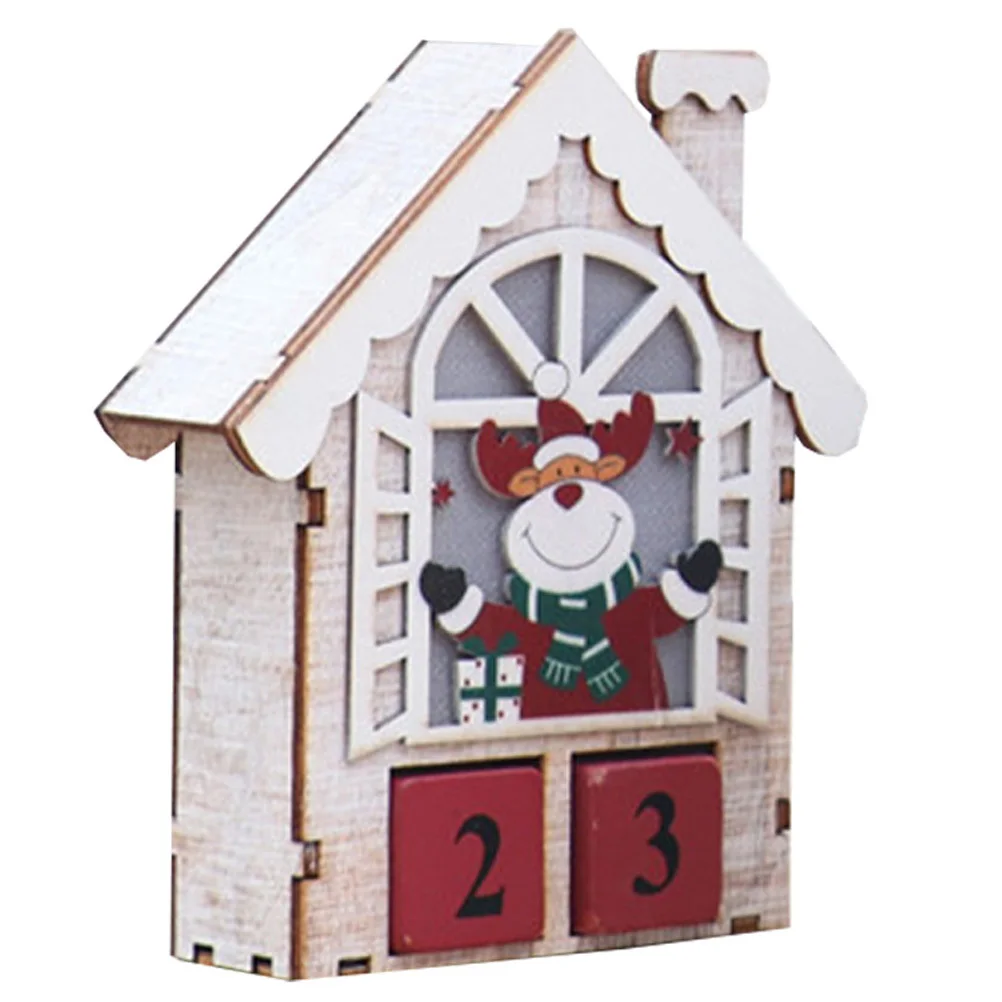 

1Pcs Wooden Block Calendar Christmas Countdown Perpetual Desk Decor Christmas Tree Fireplace Holiday Ornament Desk Calendar