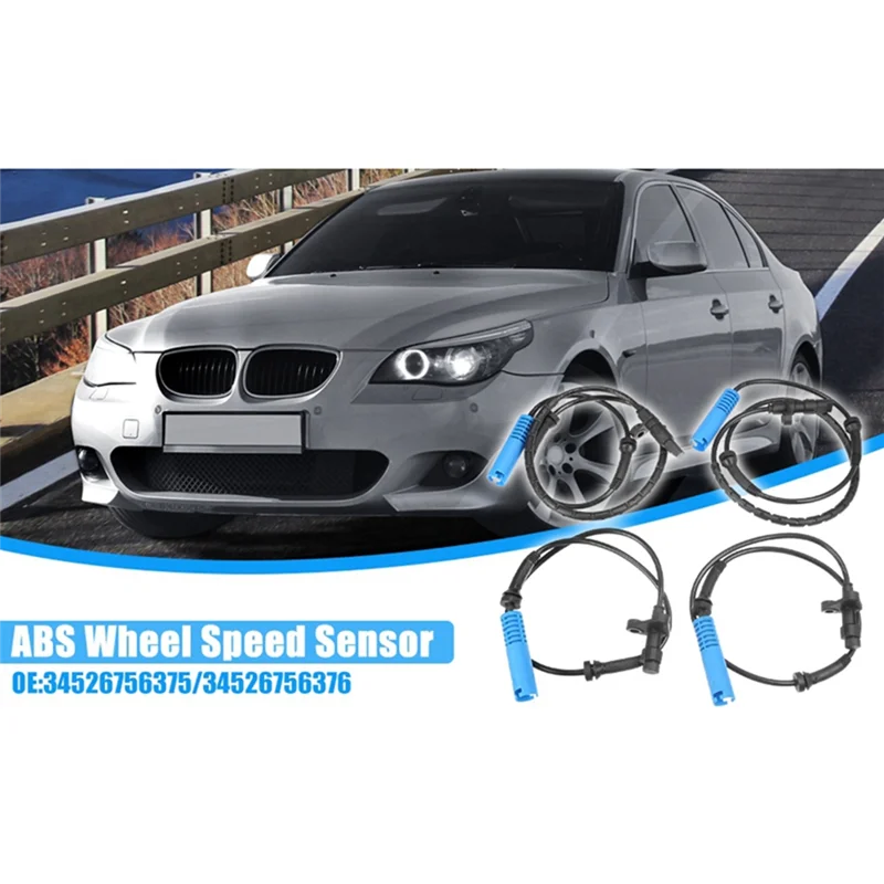 A30F-4PCS BMW E39 525 528 540 용 자동차 왼쪽 및 오른쪽 ABS 센서 34526756375 34526756376