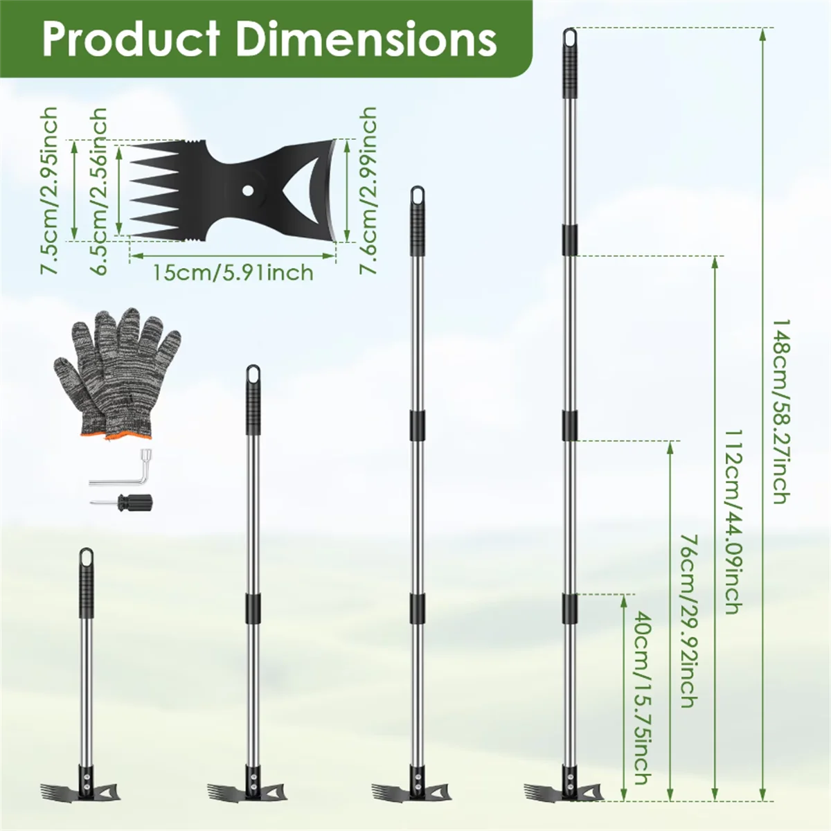 Dual Purpose Hoe Weeding Shovel Rake Garden Weeding Rake Cultivator Hoe Sharpened Hoe for Garden Heavy Duty Stand Weeding Tool