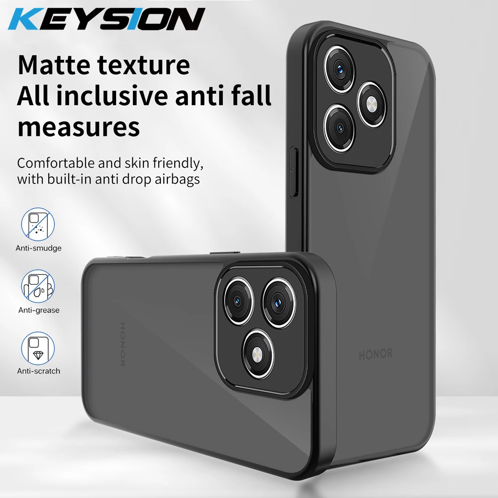 

KEYSION Matte Translucent Black Phone Case for HONOR X5c Plus Soft Silicone+PC Shockproof Back Cover for Huawei Honor X5c