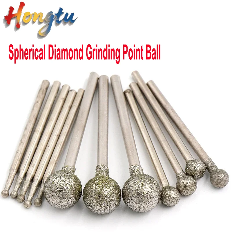 

1/3/5pcs Spherical Diamond Grinding Point Ball 2.35mm/3mm Shank 100 Grit F Needle Spherical Round Head Emery Grinding Needle