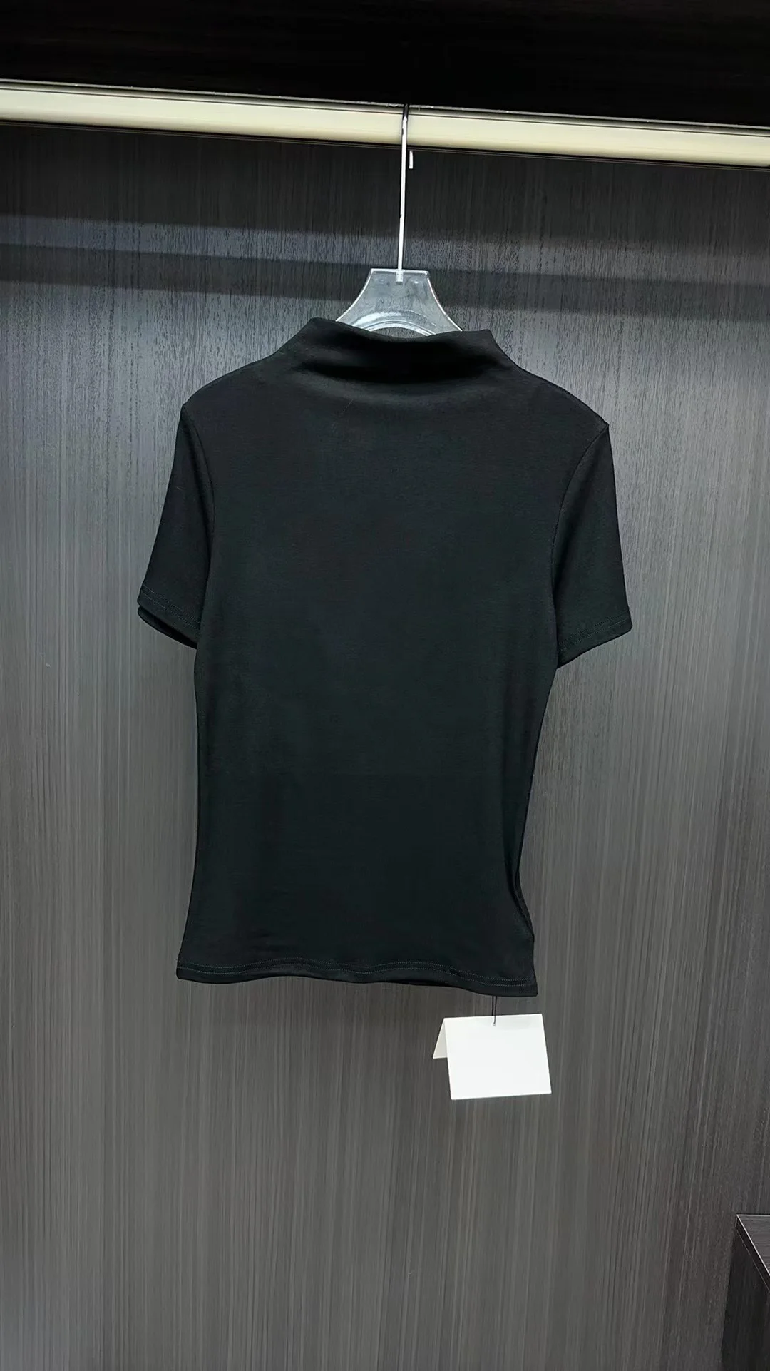 Women's Clothing  New fashionable half turtleneck short-sleeved T-shirt, high elastic fabric, versatile item