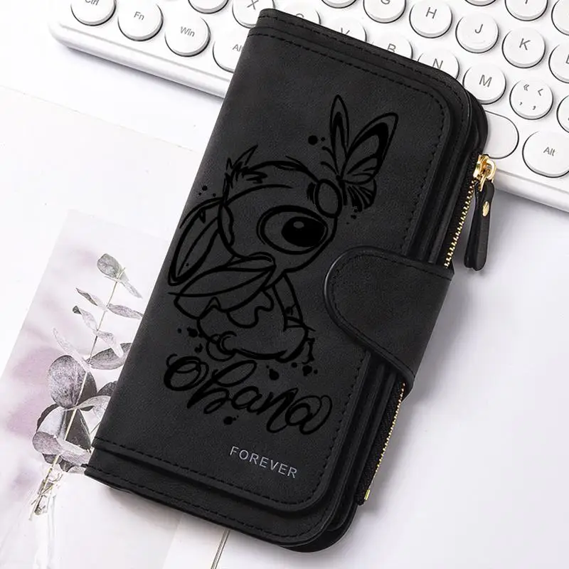 

Кошелек-портмоне Stitch с мультяшным дизайном, длинная молния, застежка, сумка-кошелек для монет, мягкая искусственная кожа, многофункциональный картхолдер, большая вместимость, модная сумка, подарок