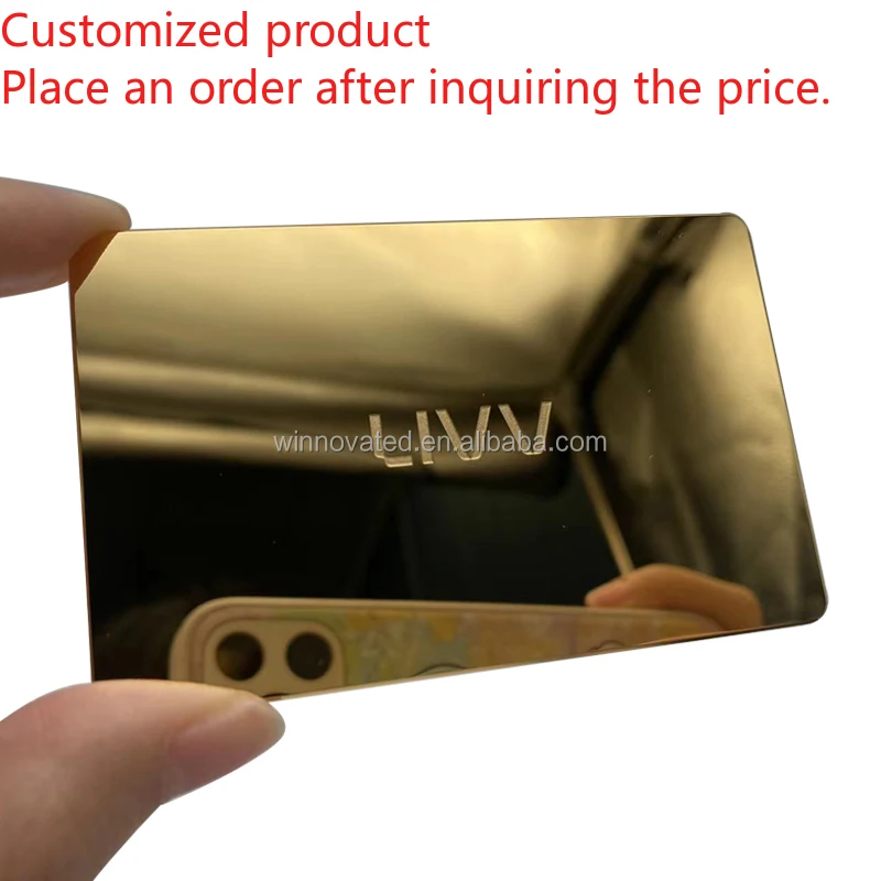 Customized product Warranty Custom Wedding Invitation Rose Visit Mirror Metal Card