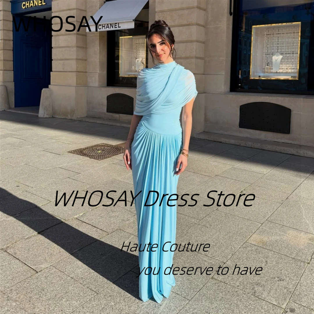 

WHOSAY High Collar Prom Dresses Pick Ups Shawl فساتين للمناسبات الخاصة Long Ruched Chiffon Bespoke Evening Party Gown Customized