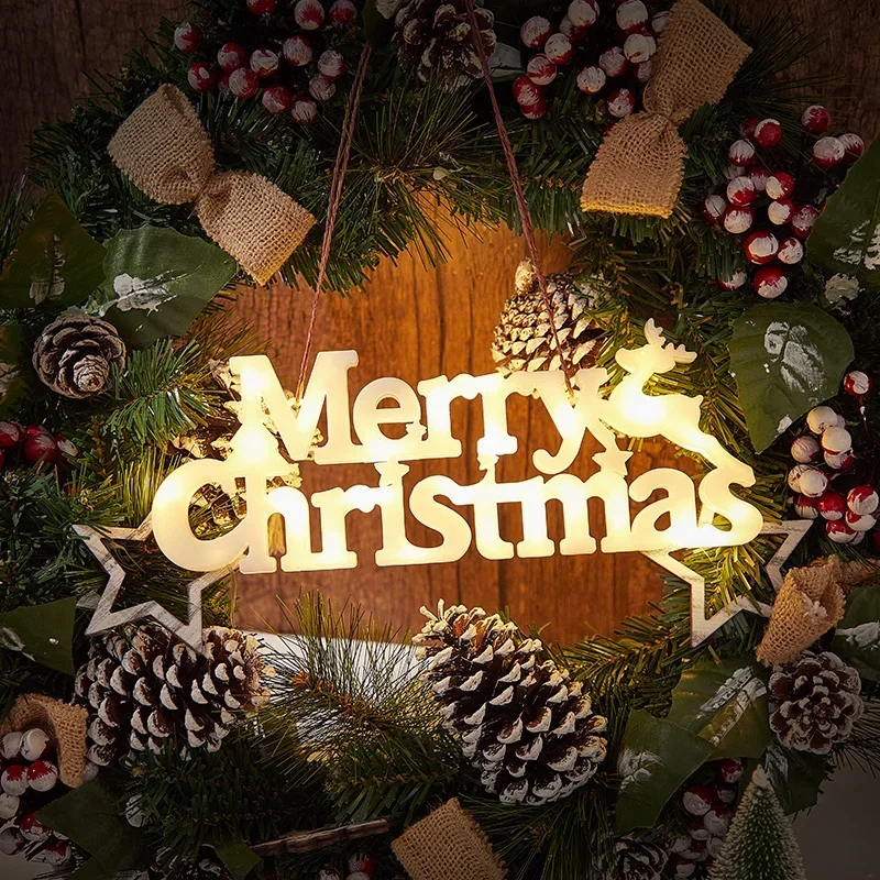 

Christmas Decoration 2024 New Year Xmas Merry Christmas LED Letter Tag Light String Fairy Garland Home Decoration Christmas Noel