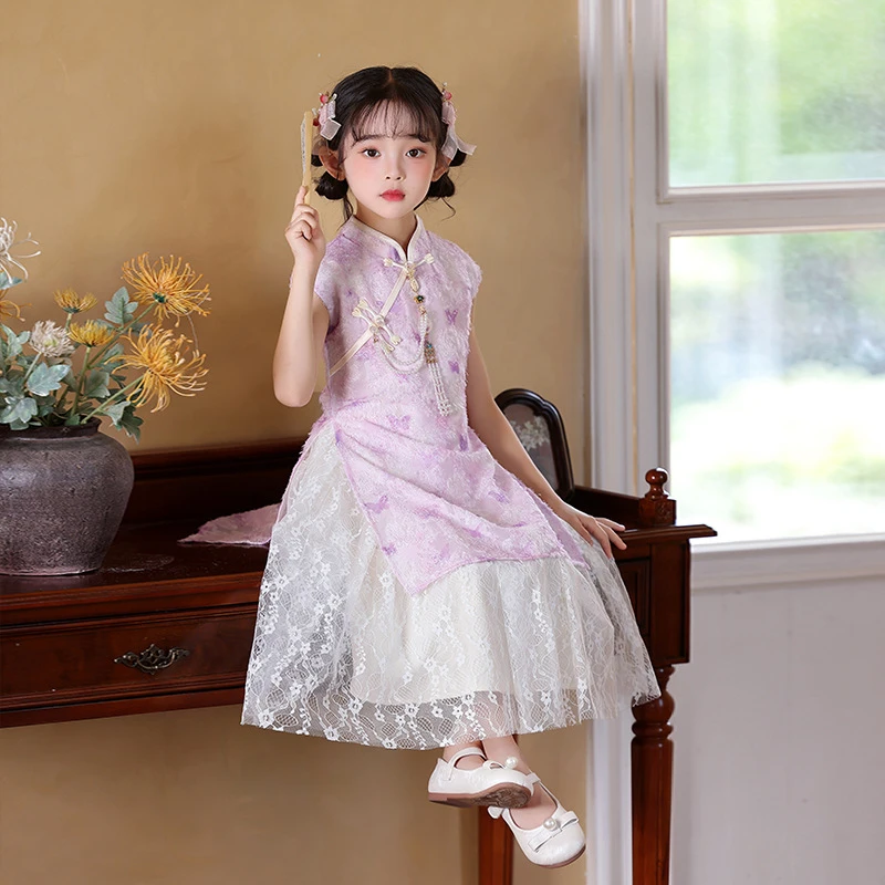 2025 صيف جديد الصينية تحسين شيونغسام تنورة جميلة فستان حفلة للأميرات تشيباو الفتيات السنة الجديدة ملابس هدايا أعياد ميلاد للأطفال #6