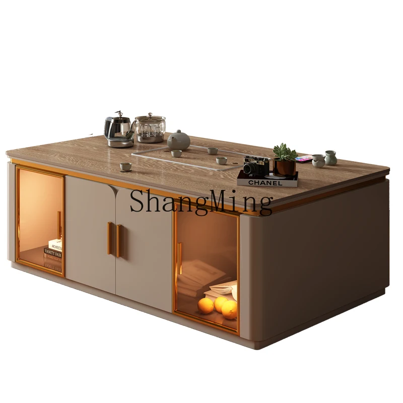 

SM solid wood coffee table living room household small apartment high-end new modern simple tea table integrated