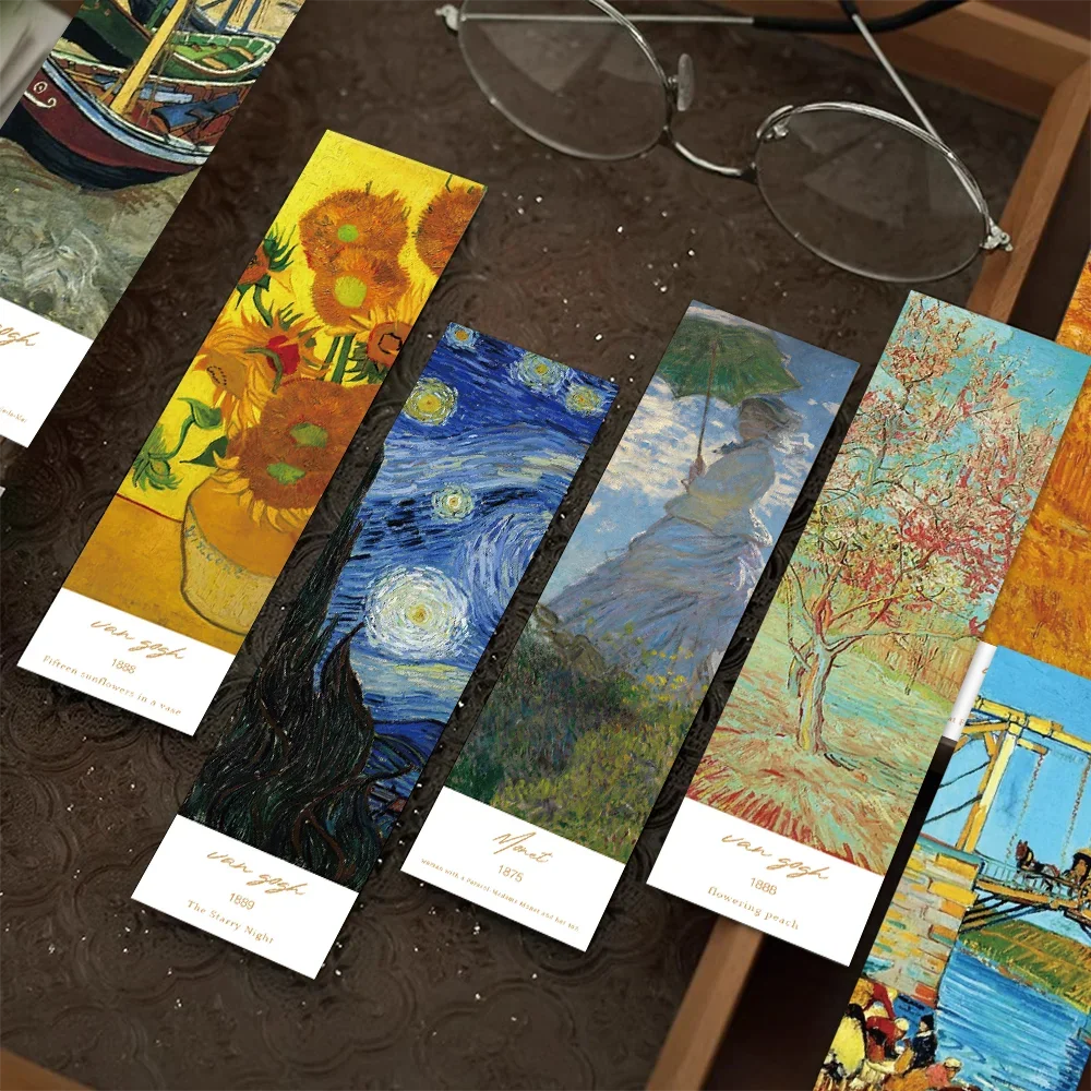 

1pack/30pcs World Classic Painting Bookmarks Paper Retro Oil Painting Decoration Reading Book Page Markings Card Bookmarks