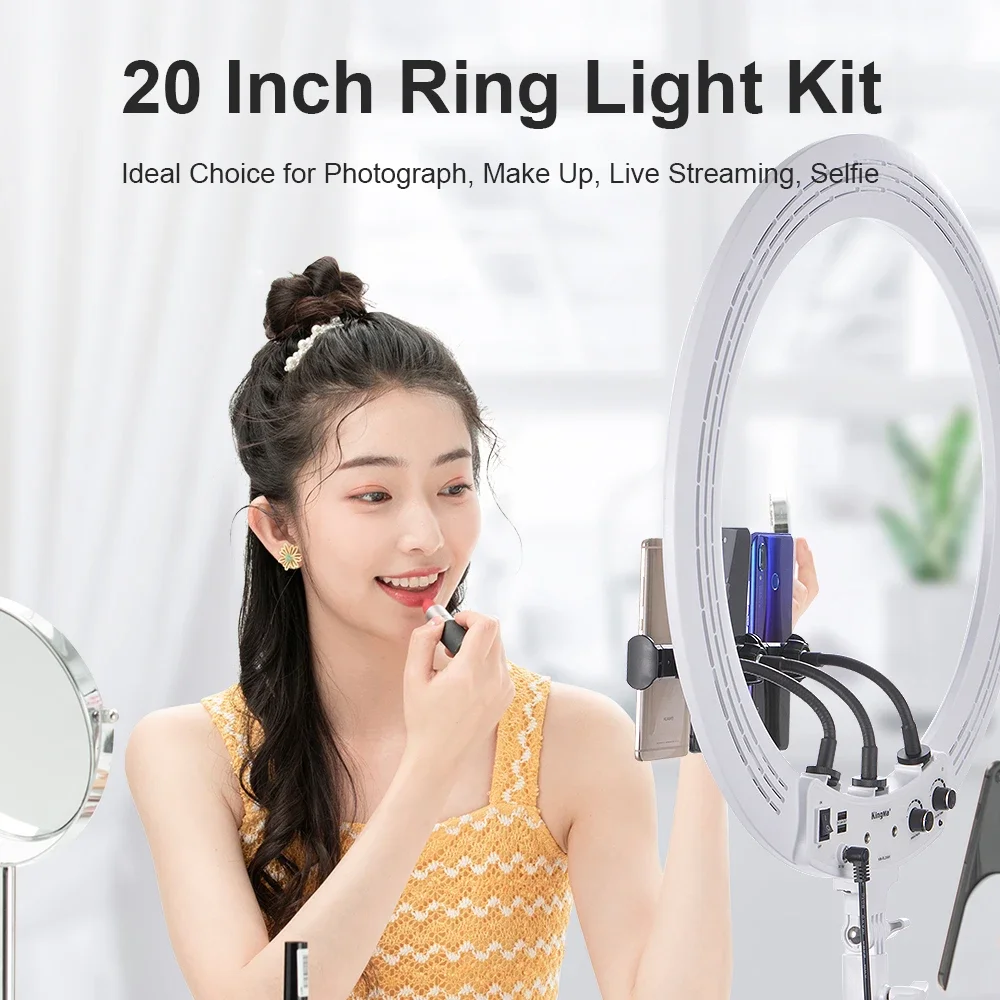 KingMa 20 Inch LED Ring Fill Light Selfie Ring Light Kit with Tripod Stand and Phone Holder