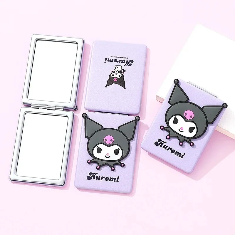 Kawaii Hello Kitty Fold Cosmetic Mirror MINISO Anime Kuromi Cinnamoroll Lovely Girl Mini Portable Fashion Double-sided Mirror