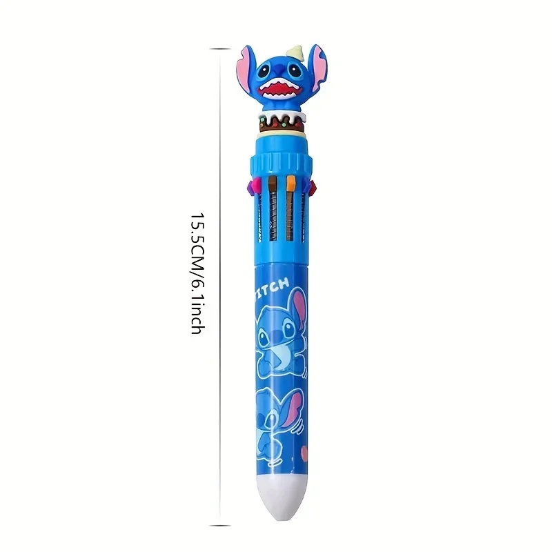 1 Piece of Disney Stitch Ballpoint Pen, 10 Color Marker Pen, Color Pen, cartoon Pen, Student Multifunctional Color Marker Pen