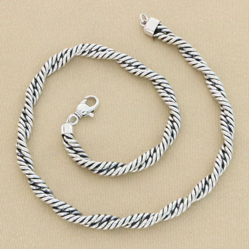 

Europe and the United States s925 sterling silver Fried Dough Twists intertwined necklace women's small design simple naked chai