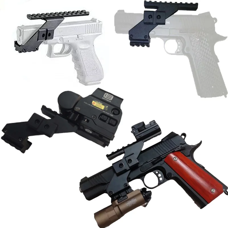 Support de lunette tactique en métal noir pour pistolet, base latérale pour rail de hauteur Glock, compatible G17 G18 G19 G22 G34 G1-5, pour la chasse, les armes à feu, les hommes, le CS et les