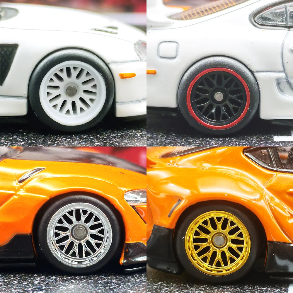 KicarMod 1/64 Wheels Tires BBS Style Five Colors Vehicle Toy for 5 Cars per bag for Hot Wheels Hobby Modified Parts