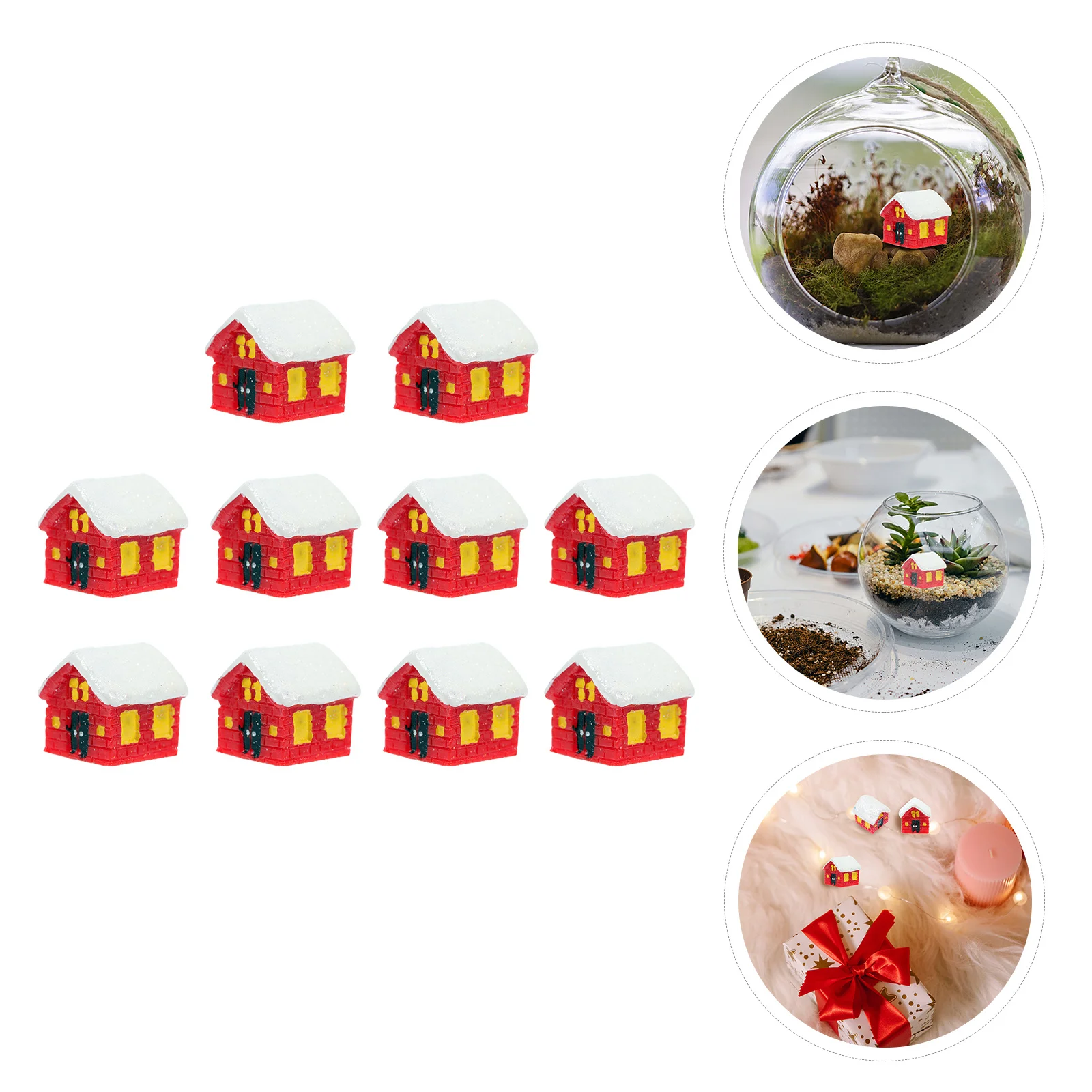 

10Pcs Miniature Succulent Decor Item Cozy Resin Xmas for Holiday Home Office Desk Christmas Decoration Scene Ornament