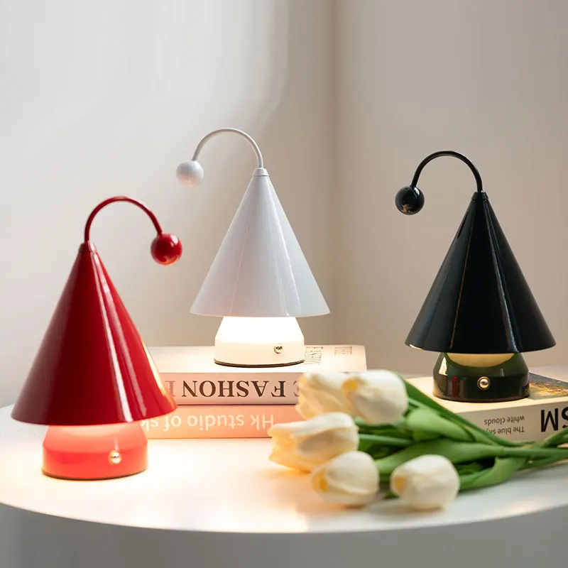 Creative Christmas Tree Decorative Table Lamps Rechargeable Dimmable Modern Simple Retro Colorful Hat Birthday Gift Night Lights