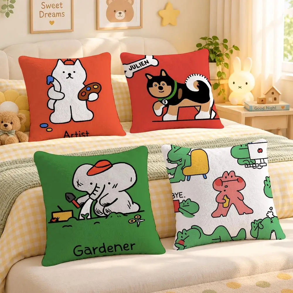 Artist Karen Yoojin Doodle Art Decor Cushion Cover Personalized Decorative Living Room Home Sofa Bedroom Office Car Decor