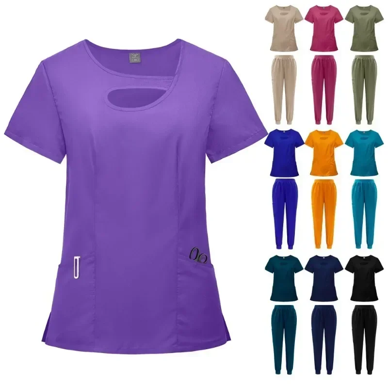 Neue elastische modische Peeling Designs Frauen Jogger Klinik Krankens ch wester Uniformen medizinische Pflege Peelings Uniformen setzt Krankenhaus uniformen