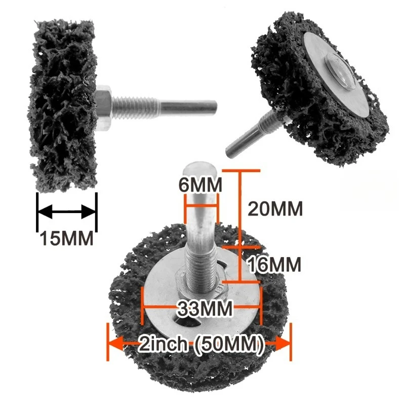 2/3/4 Inch Strip Abrasive Wheel With 6mm Shank Rotary Polishing Disc For Rust Paint Removal Metal Surface Derusting Power Tool