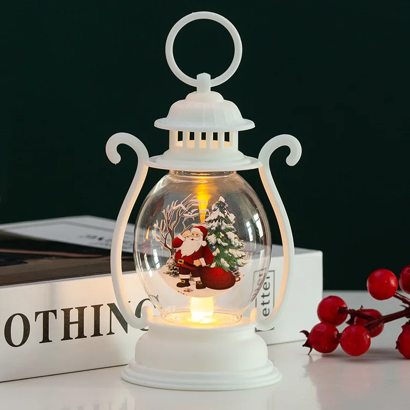 Kerst hangende LED-lantaarn met handvat Elektrische kerstman Vrolijk kerstfeest Vlamloze lantaarn voor thuis Feestelijke decoratie