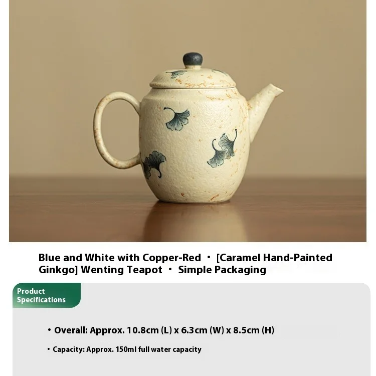 Blue and White Firestone Black Teapot Siting Teapot Tea Brewing Pot Handmade Ceramic Exquisite Small Tea Kettle Tea Infuser